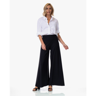 Japan TKY Kuzi Light Travel Wijde Pijpen Pantalon Diepzwart