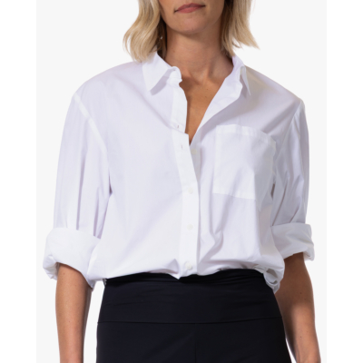 Japan TKY Miyoko Poplin Blouse met Split Wit
