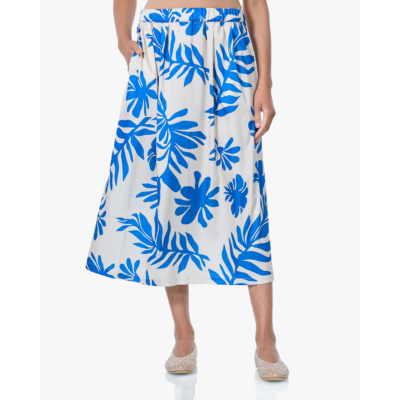 Japan TKY Mitsuki Satijnen Print Rok Ocean Bloom