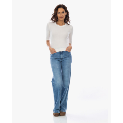 Closed Rib T-shirt met Halflange Mouw Off-white