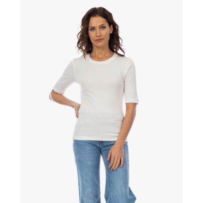 Closed Rib T-shirt met Halflange Mouw Off-white
