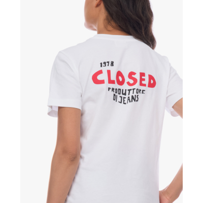 Closed Back Print T-shirt Wit