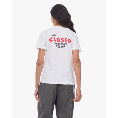 Closed Back Print T-shirt Wit