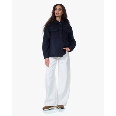 Closed Wollen Overshirt Jack Navy Blauw