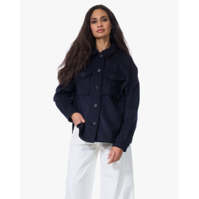 Closed Wollen Overshirt Jack Navy Blauw