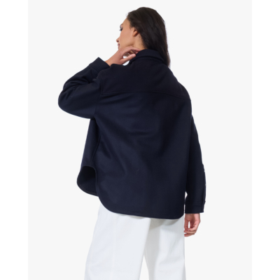 Closed Wollen Overshirt Jack Navy Blauw