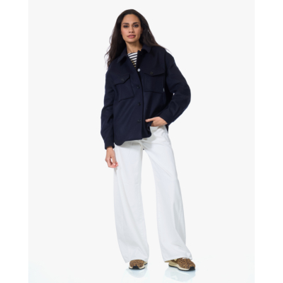 Closed Wollen Overshirt Jack Navy Blauw