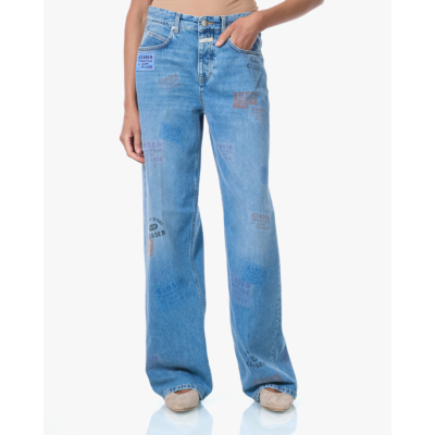 Closed Straight Leg Jeans met Patches Blauw