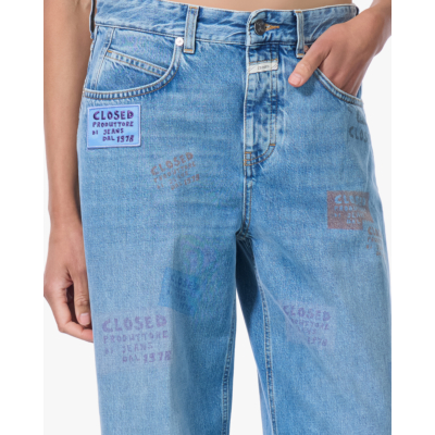 Closed Straight Leg Jeans met Patches Blauw