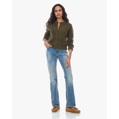 Closed Wollen Doorknoop Vest Deep Olive
