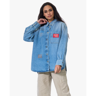 Closed Denim Blouse met Patch Details Blauw