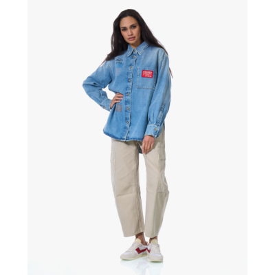 Closed Denim Blouse met Patch Details Blauw