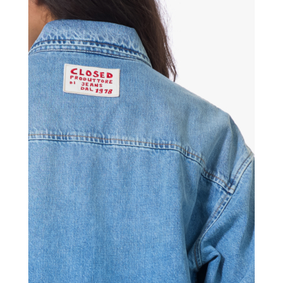Closed Denim Blouse met Patch Details Blauw