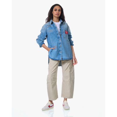 Closed Denim Blouse met Patch Details Blauw