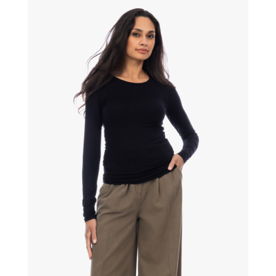 Majestic Filatures Soft Touch Ronde Hals Longsleeve Zwart