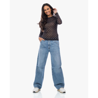 Ganni Sheer polkadot shirt zwart