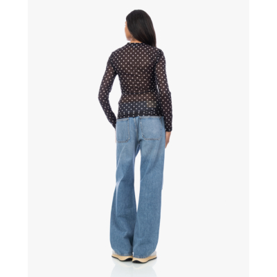 Ganni Sheer polkadot shirt zwart