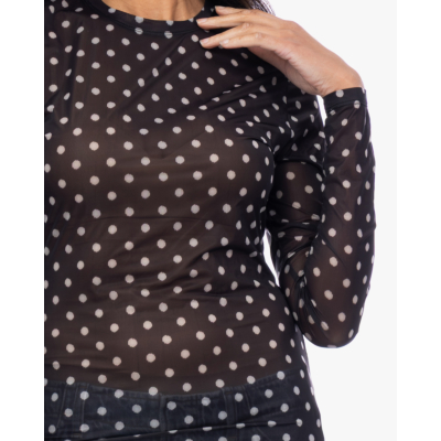 Ganni Sheer polkadot shirt zwart