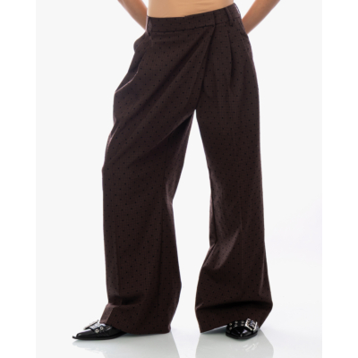 Ganni Flock Check Cross-over Trousers Coffee