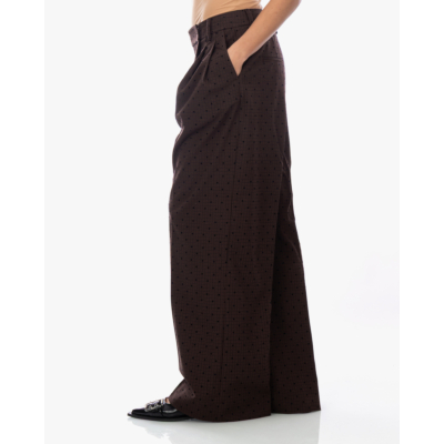 Ganni Flock Check Cross-over Trousers Coffee