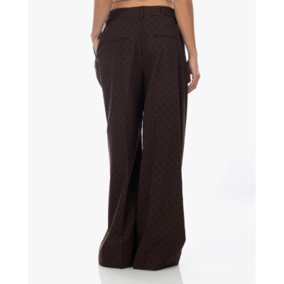 Ganni Flock Check Cross-over Trousers Coffee