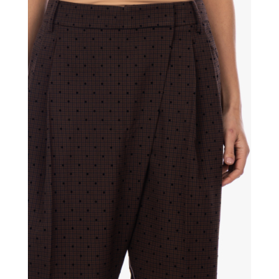 Ganni Flock Check Cross-over Trousers Coffee