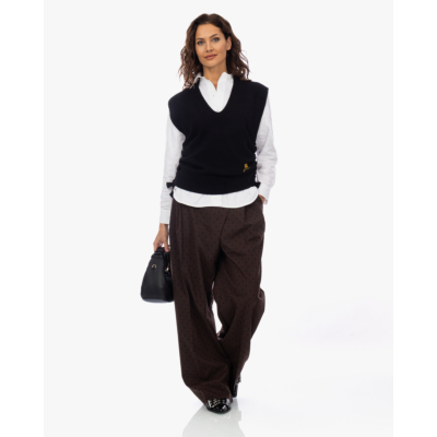 Ganni Flock Check Cross-over Trousers Coffee