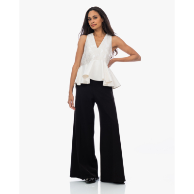 Ganni Satin Cloque Peplum Top Wit