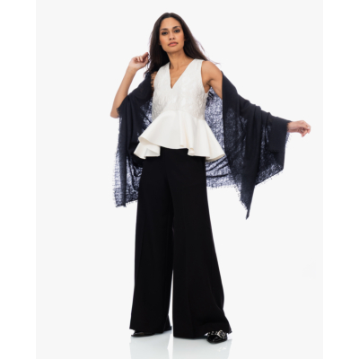 Ganni Satin Cloque Peplum Top Wit