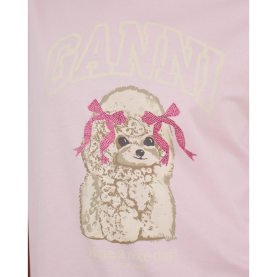 Ganni Poodle Print T-shirt Roze