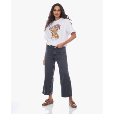 Ganni Beaded Tiger Graphic T-shirt Wit