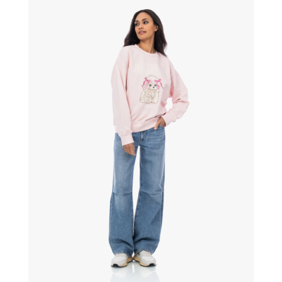 Ganni Poodle crewneck sweater roze