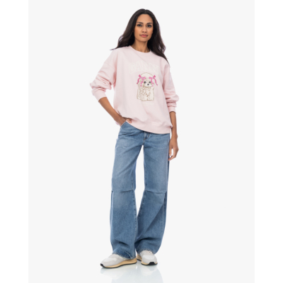 Ganni Poodle crewneck sweater roze