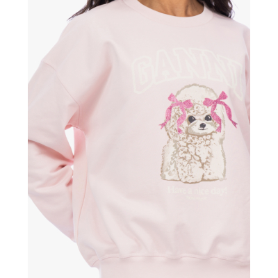 Ganni Poodle crewneck sweater roze