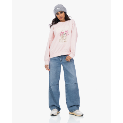 Ganni Poodle crewneck sweater roze