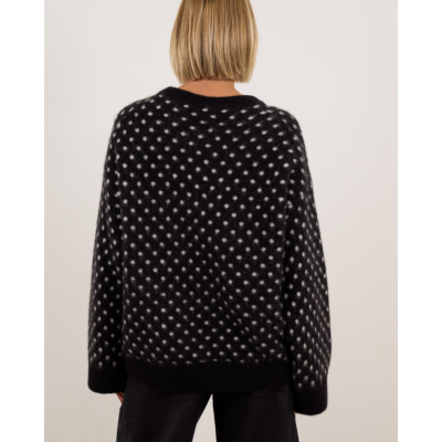 Ganni Polka brushed sweater ronde hals zwart