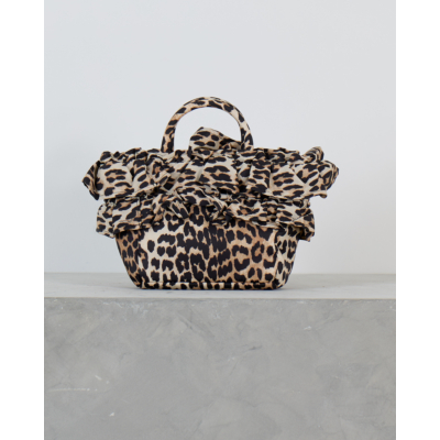 Ganni Mini Crossbody Tas met Ruffles Leopard