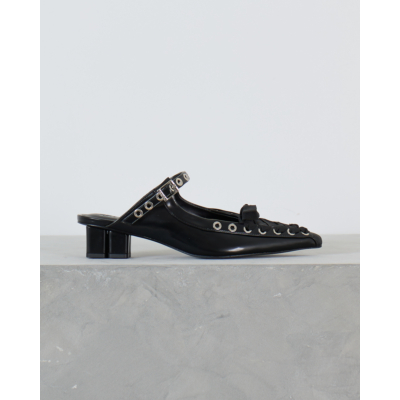 Ganni Lace-up Mules Zwart