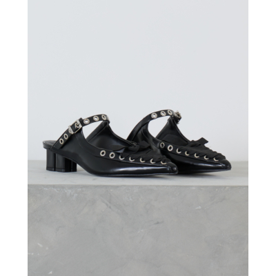 Ganni Lace-up Mules Zwart
