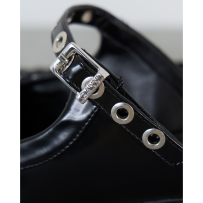 Ganni Lace-up Mules Zwart
