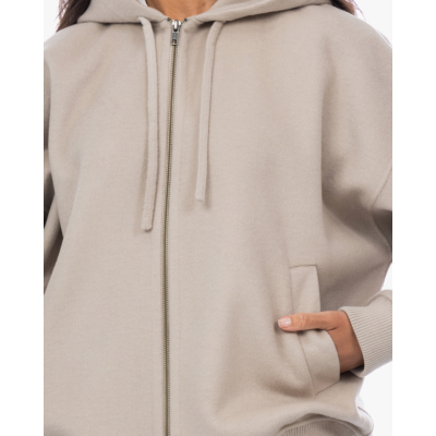Drykorn Dunestone Wollen Hoodie met Ritssluiting Beige