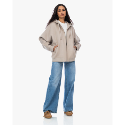 Drykorn Dunestone Wollen Hoodie met Ritssluiting Beige