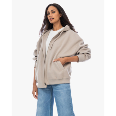 Drykorn Dunestone Wollen Hoodie met Ritssluiting Beige