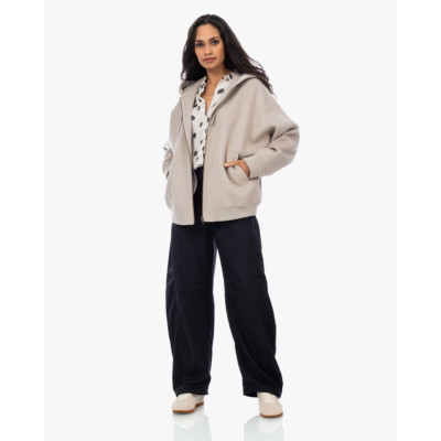 Drykorn Dunestone Wollen Hoodie met Ritssluiting Beige