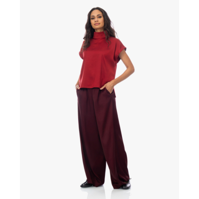 Drykorn Alaria Mouwloze Blouse met Hoge Kraag Satijn Rood