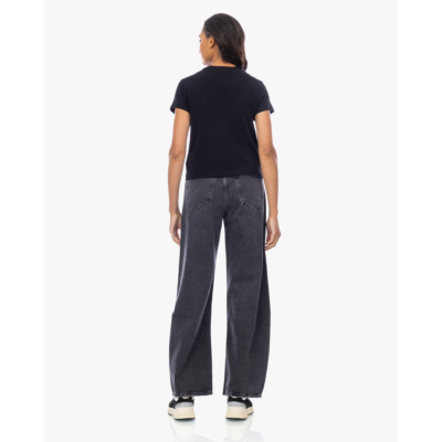 Agolde Adine Shrunken Katoenen T-shirt Zwart