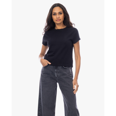 Agolde Adine Shrunken Katoenen T-shirt Zwart