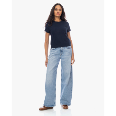 Agolde Adine Shrunken Katoenen T-shirt Navy