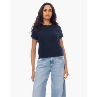Agolde Adine Shrunken Katoenen T-shirt Navy