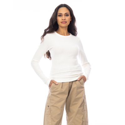Citizens of Humanity Bina Aansluitende Crewneck Geribd Off-white